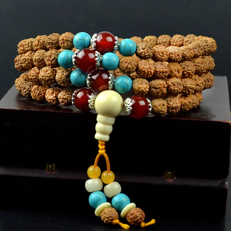 Тибетские бусины KingKong Bodhi 108 четки 8 мм круглые браслеты Rudraksha семена Бодхи Будда