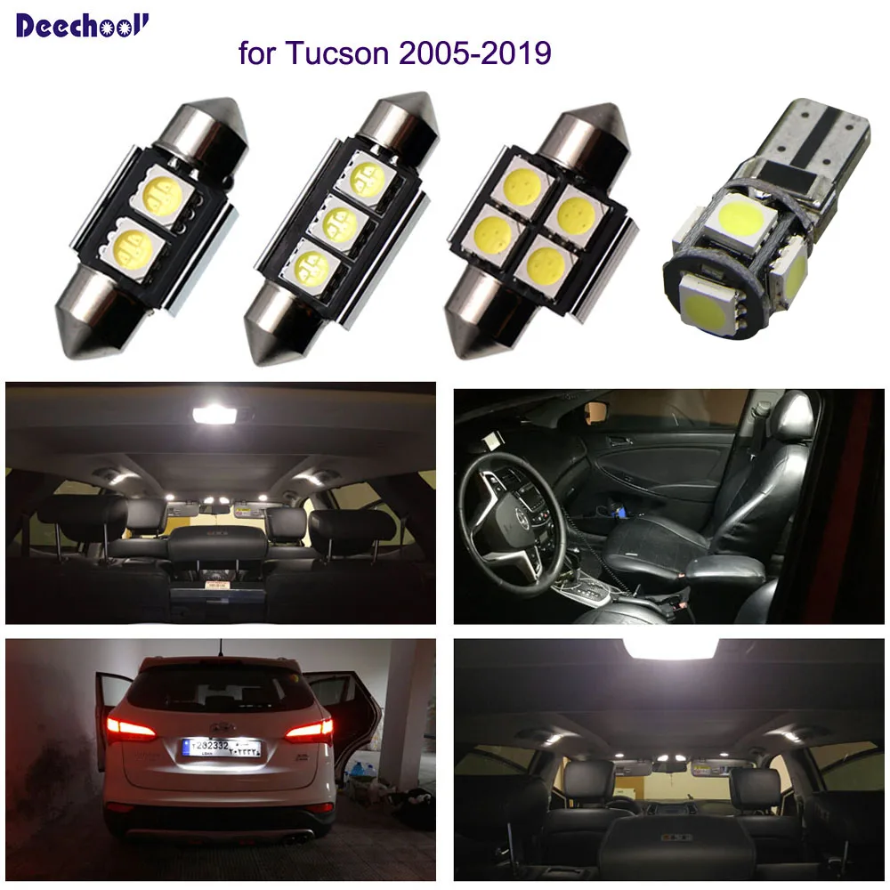 Deechooll 16x Автомобильный светодиодный светильник для hyundai Tucson 05-19, Canbus Белый внутренний купольный светильник для hyundai IX35 номерного знака