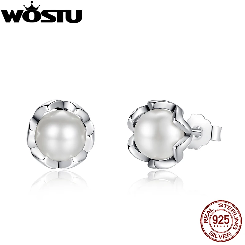 

2019 Hot Sale Real 925 Sterling Silver Cultured Elegance Stud Earrings For Women Authentic Jewelry Fashion Gift