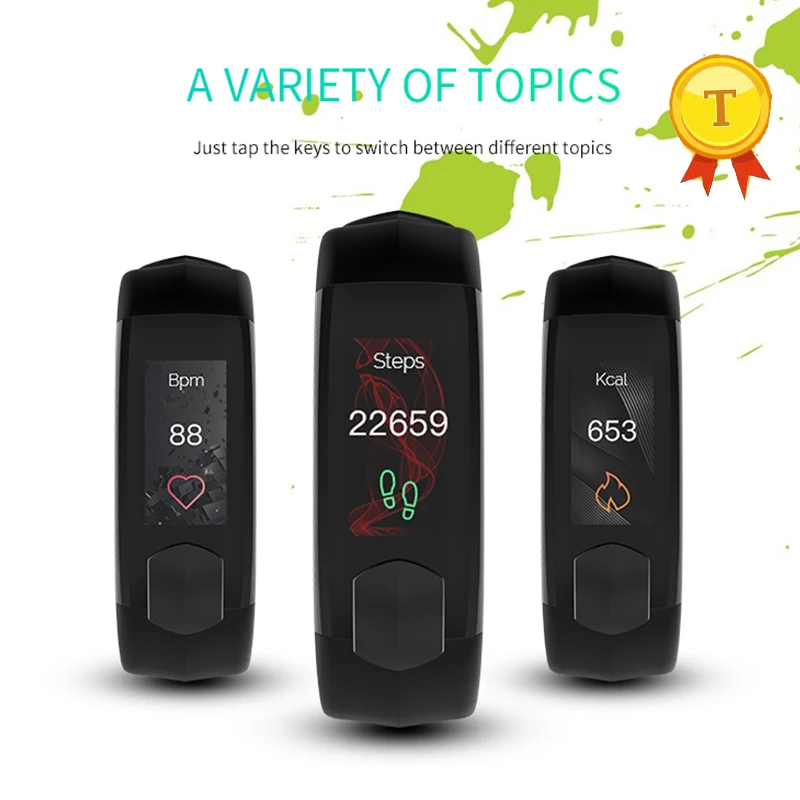 Новинка 2018 Модные Смарт часы браслет с цветным экраном пульсометром спортивный