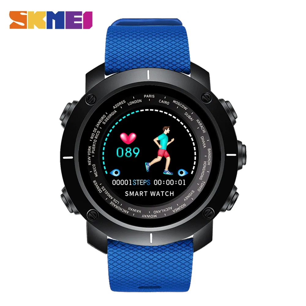 Plastic Blue SKMEI Смарт цифровые часы HeartRate калории Bluetooth часы водонепроницаемые Модные наручные часы relogio masculino для ios android W30 - Цвет: Plastic Blue