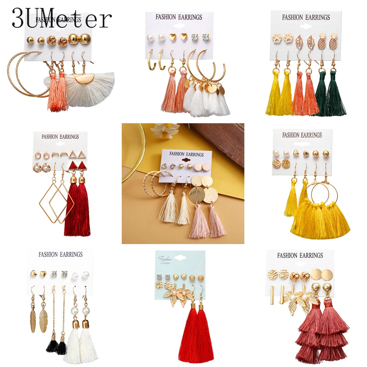 3UMeter 2019 новые серьги набор 6 шт Серьги кисточки в богемном стиле для женщин сердце