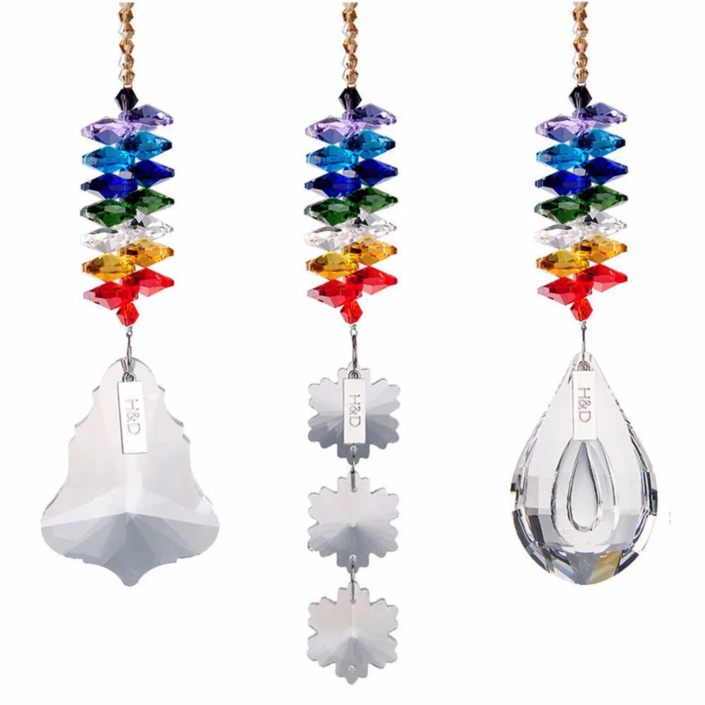 H & D 3 шт./компл. чакра окно кристаллы сад Suncatcher Радуга производитель Висячие