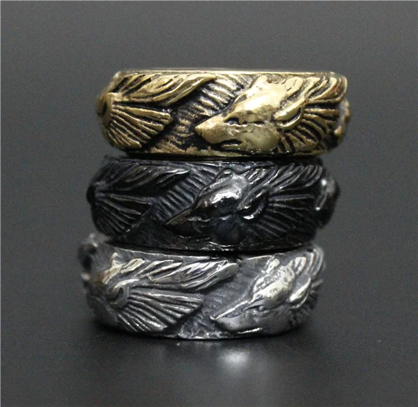 Прямая поставка 3 цвета Крутое Золотое модное черное кольцо с волком в стиле панк