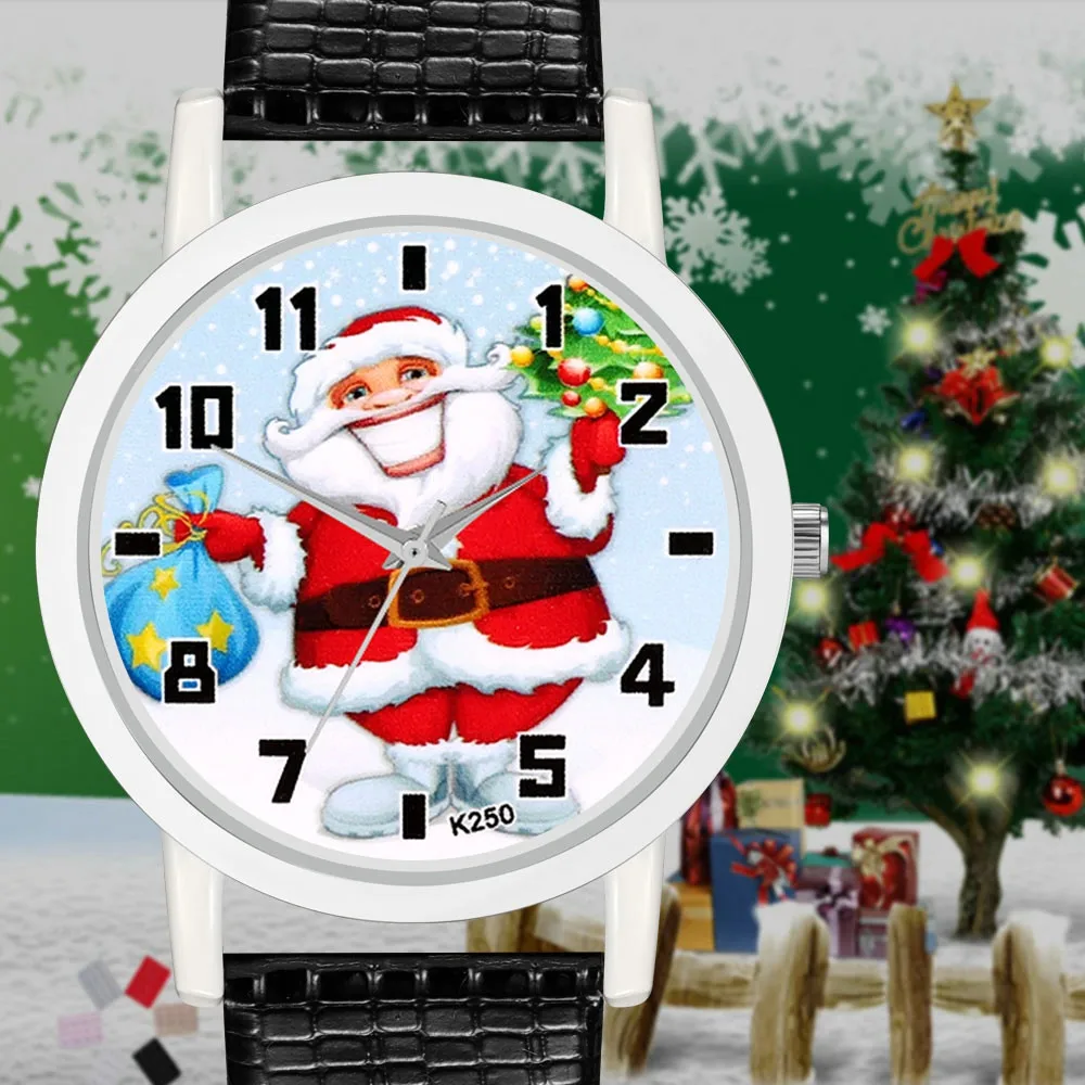 Женские часы рождественский подарок женские с кожаным ремешком аналоговые