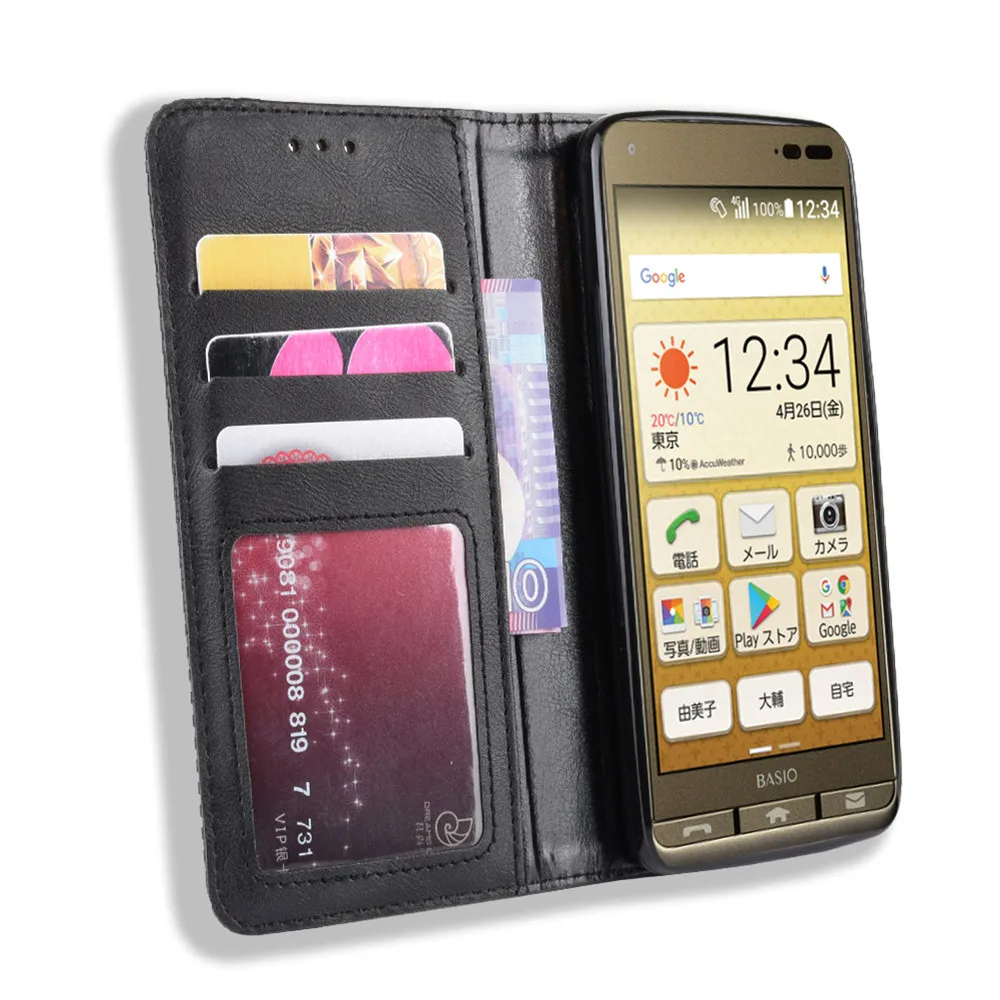Чехол для Kyocera Basio 3 KYV43 Роскошный PU кожаный в виде бумажника магнитный