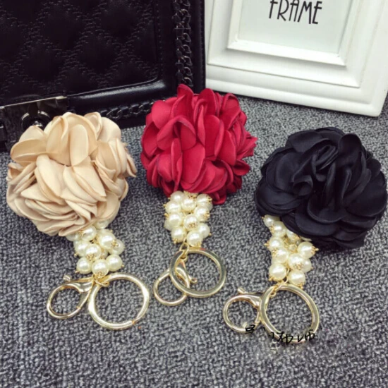 Роскошный Жемчужный брелок для ключей F Модный женский с бусинами цветком розы