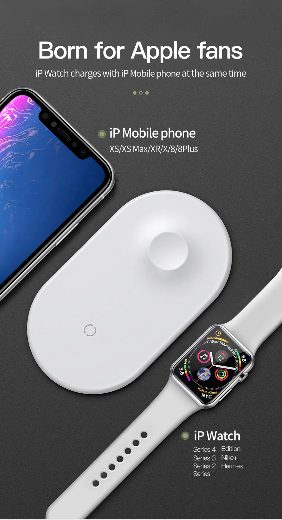 Baseus 2 в 1 Беспроводное зарядное устройство для iPhone X XS Max XR Apple Watch 3 2 зарядное устройство для samsung S8 S9 10 Вт быстрая Беспроводная зарядная площадка
