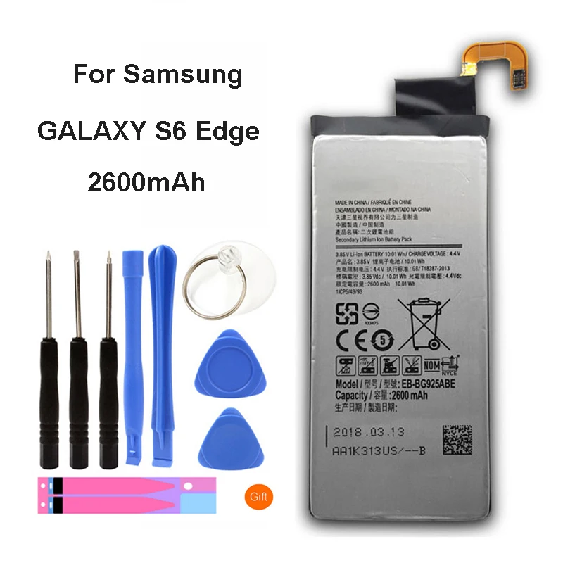 Оригинальная запасная батарея EB BG925ABE 2600 мАч для Samsung GALAXY S6 Edge G9250 G925FQ G925F G925S S6Edge G925V