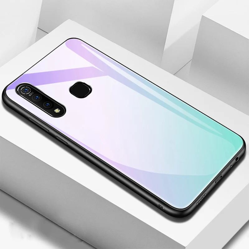 Закаленное стекло крышка для VIVO Z5X z5x градиентный цвет задняя крышка для VIVO Z5 X Мягкие силиконовые чехлы для телефонов VIVOZ5X Funda