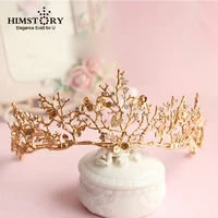 himstory baroque crown gold leaf tiara dragonfly bridal hair accessories princess bridal crowns headdress women hair ornaments