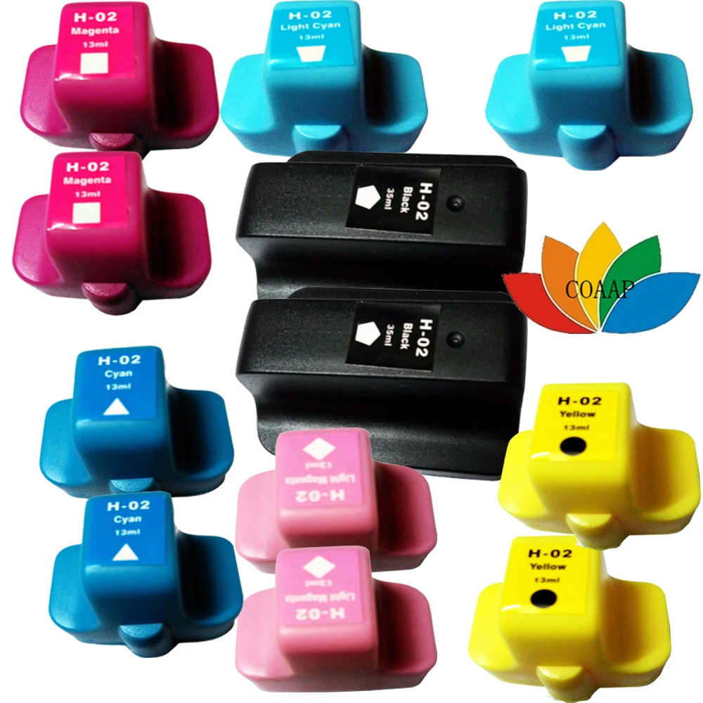 12PK Новый BK и полноцветный совместимый HP 02 чернила для PhotoSmart C5180 C6180 C7180 C7280