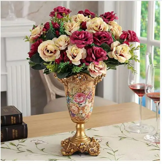 

Creative European style retro resin vase Home Furnishing decoration living room dining room table vases flower vase