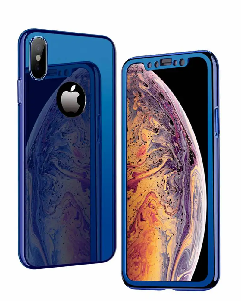Blue 360 позолоченный зеркальный чехол для iPhone X XS Max XR 7 8 6 6S Plus 5 5S SE чехол для телефона samsung S8 S9 Plus Note 9 8 S7 Edge A7 A5 - Цвет: Blue