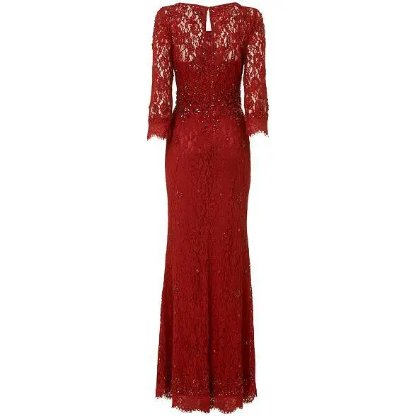 Бесплатная доставка халат de soiree красное кружевное платье с длинными рукавами