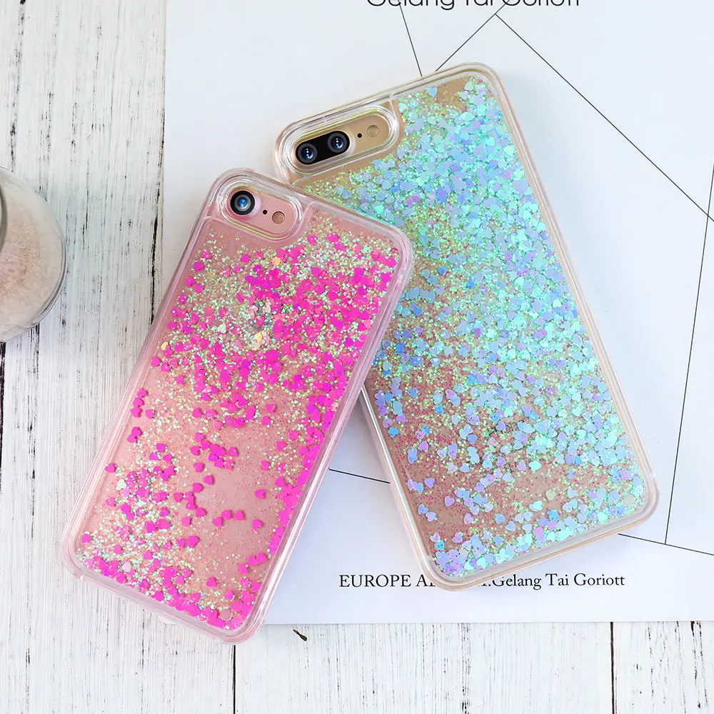 KISSCASE Bling Течет Glittery Блестки Жесткий PC Обложка Чехол Для Iphone 6 S 7 Плюс Роскошный