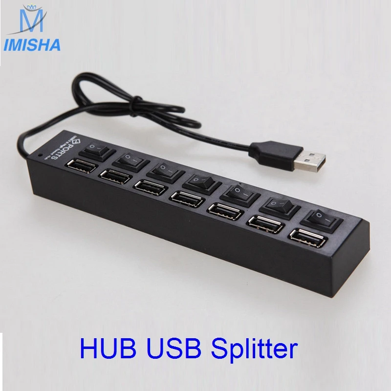 Imisha 7 Портов Multi Порт USB 2.0 HUB Разветвитель With separate On/Off Switch Несколько для Ноутбуков
