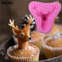 christmas series moose head fonant cake silicone cake mold pastry chocolate mould pudding molds ice cube soap diy baking tools