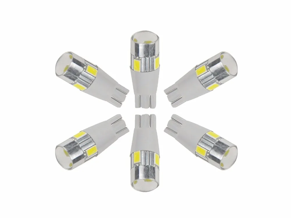 10 шт. природный белый/янтарный/красный/Ледяной Синий T10 5630 6SMD 194 168 W5W 192 клиновидные