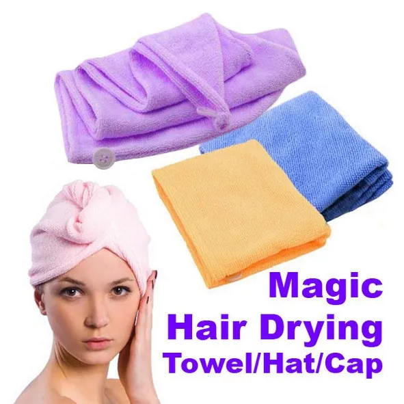 

1pcs Random Color New Arrival Hot Microfiber Towel Quick Dry Hair Magic Drying Turban Wrap Hat Caps Bathing