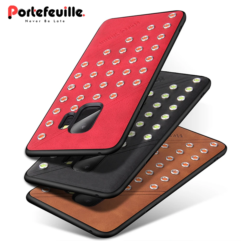 Футляр для Galaxy S9 из винтажной кожи с защитой от ударов, задняя крышка Samsung Plus Note 9, роскошные аксессуары Slim.