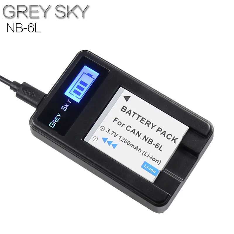 charger and 1battery 2 шт. NB-6L NB-6LH Батарея+ ЖК-дисплей USB Зарядное устройство для Цифрового Фотоаппарата Canon IXUS 310 SX240 SX275 SX280 SX510 SX500 HS 95 200 105 210 300 S90 S95 - Цвет: charger and 1battery