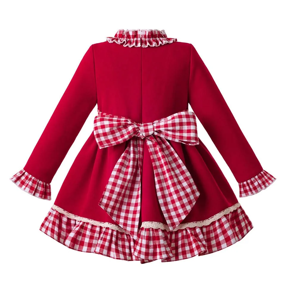 Pettigirl/Новое Осеннее красное платье для маленьких девочек со стереоскопическим