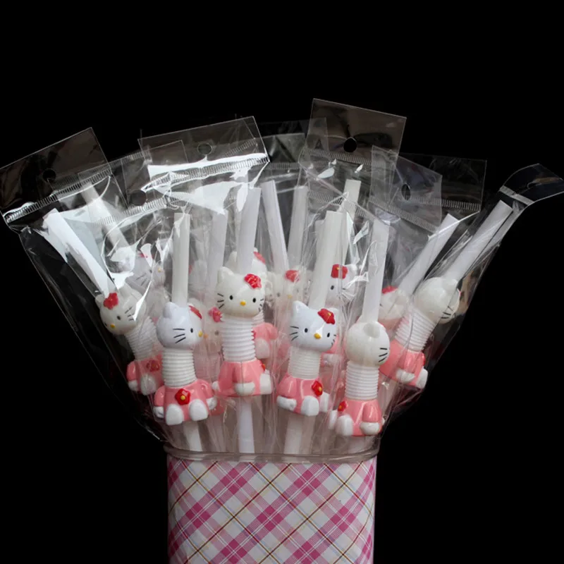 50 шт Пластик рисунок Hello Kitty соломы мультфильм для напитков на вечеринку