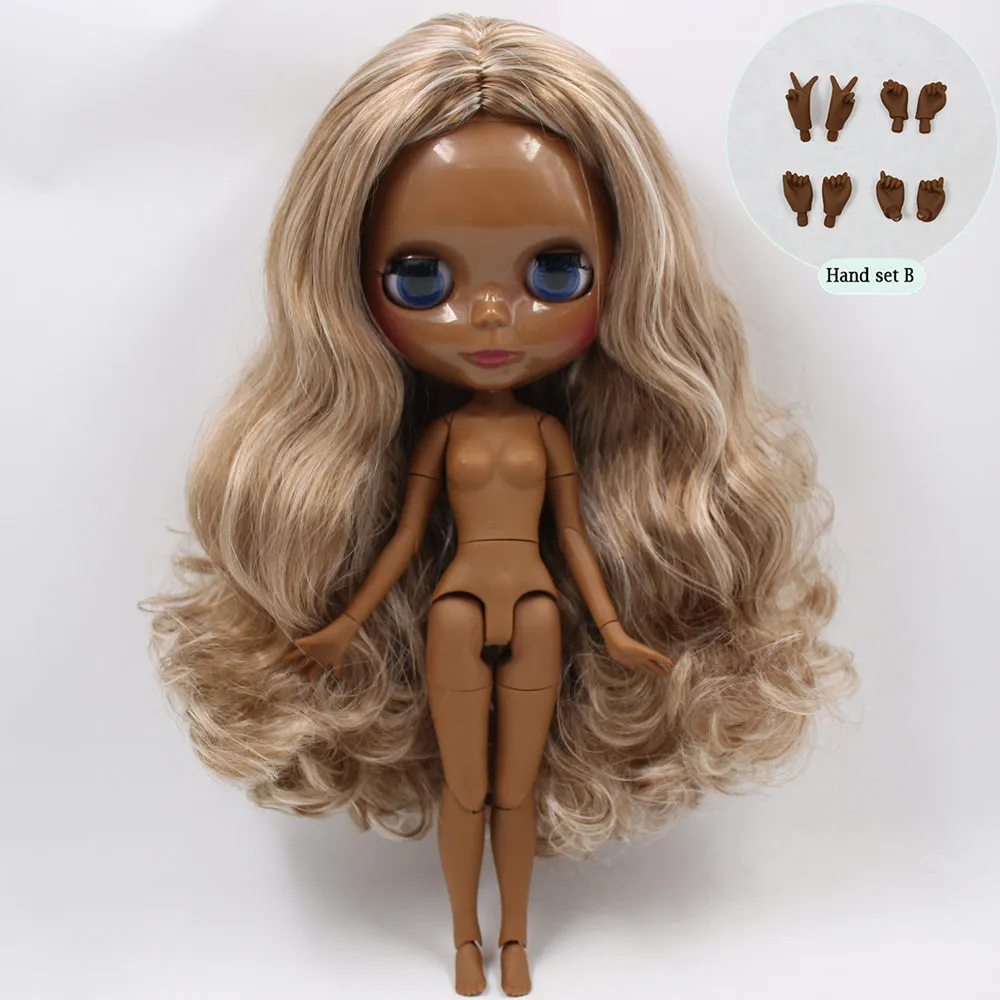 B doll and hand B ICY Nude Blyth кукла No. BL340/9158 коричневый микс серые волосы тело 1/6 bjd, пульлип, licca, jerryberry - Цвет: B doll and hand B