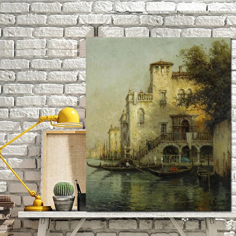 Print Resorts Water Town Venice Seascape Oil Painting on Canvas Vintage Poster Modern CuadrosWall Art Pictures for Living Room | Дом и сад