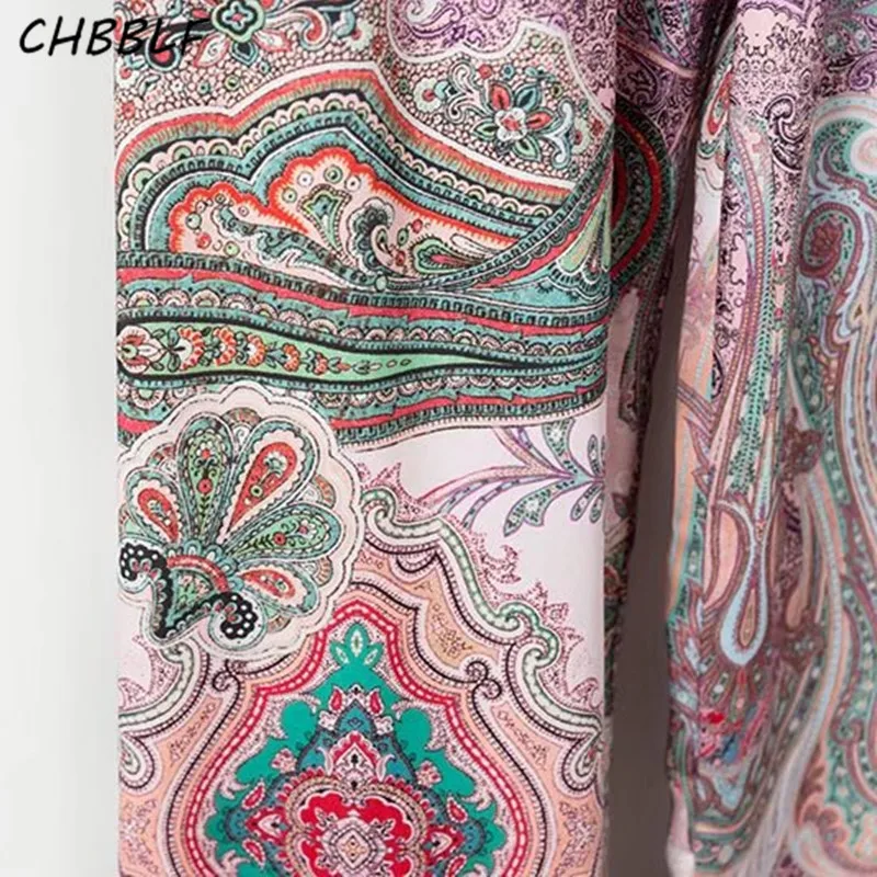 CHBBLF для женщин Винтаж Пейсли печати брюки для девочек эластичный пояс Женские повседневные длинные mujer POP1224