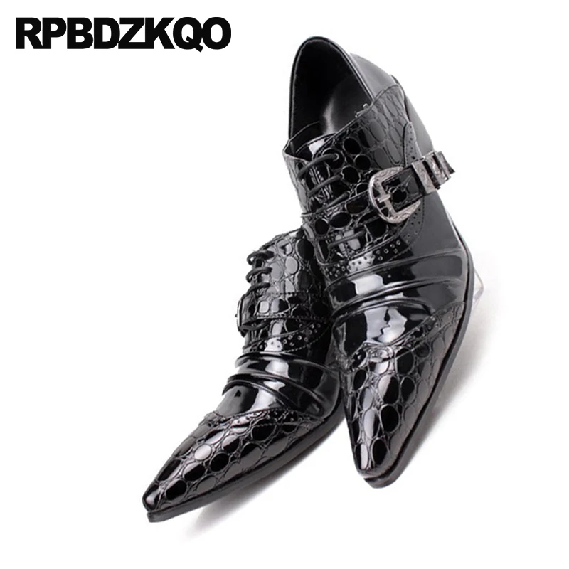 Туфли мужские под крокодиловую кожу змеиную брендовая Роскошная обувь для офиса