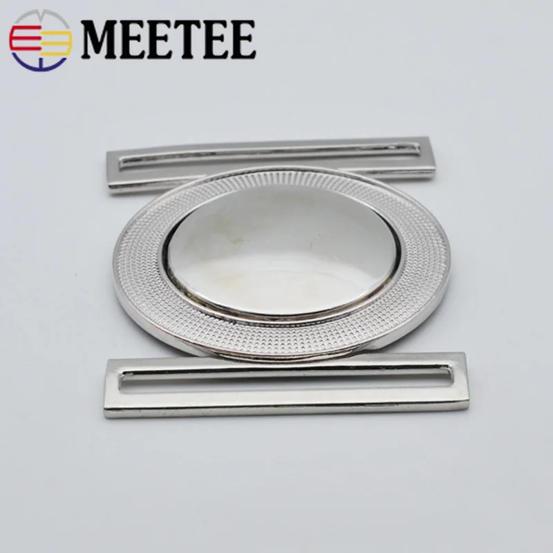 Meetee 2pcs 40/50/60MM Metal Silver Belt Buckle Women's Clothing Coat Pants Garment Decor Buttons Crafts Accessories AP267 | Дом и сад