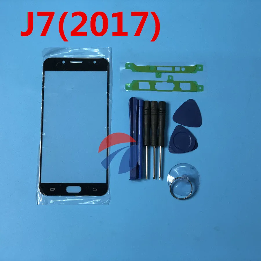 Замена внешнего стекла для samsung galaxy J7 pro J730 J730F ЖК-дисплей Сенсорный экран передняя Стекло всей наружной поверхности линз с инструментами и Стикеры