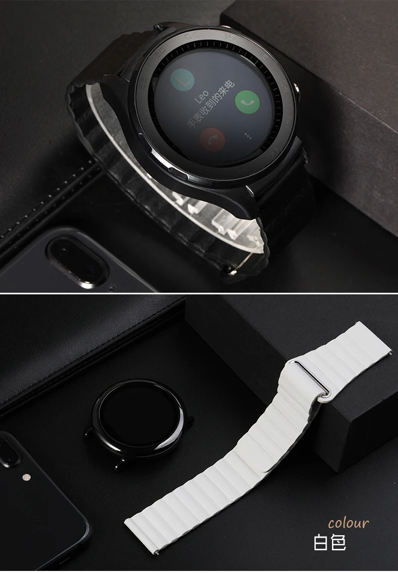 42 мм 46 мм ремешок для samsung Galaxy Watch кожаный ремешок 20 мм 22 мм samsung gear S3 S2 Магнитная застежка Спортивная петля для умных часов