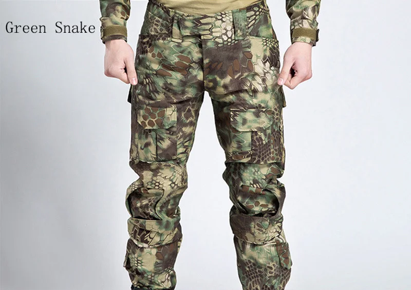 Green Snake S. ARCHON US военные камуфляжные мужские хлопковые брюки с эластичным поясом, мульти карманные армейские тактические штаны, форменные брюки с наколенниками - Цвет: Green Snake
