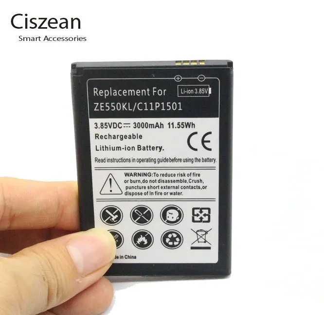 Универсальное зарядное устройство + 2 аккумулятора 3000 мАч для Asus C11P1501 Zenfone Laser Zenfone2