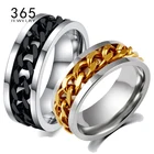 Ювелирные изделия Never Fade из нержавеющей стали, мужское свадебное кольцо в стиле рок-панк, байкерское кольцо, Золотая титановая Черная Цепь, кольца-Спиннеры для мужчин, подарок