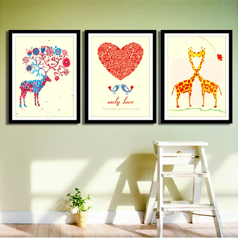 GLymg Handmade Needlework Cotton Embroidered Cross-stitching Painting Cross stitch Thread Color Deer Cartoon Animal Home Decor | Дом и сад