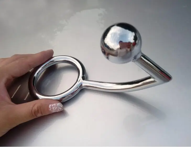 Мужской анальный крючок из нержавеющей стали Анальная пробка шарик с кольцом на