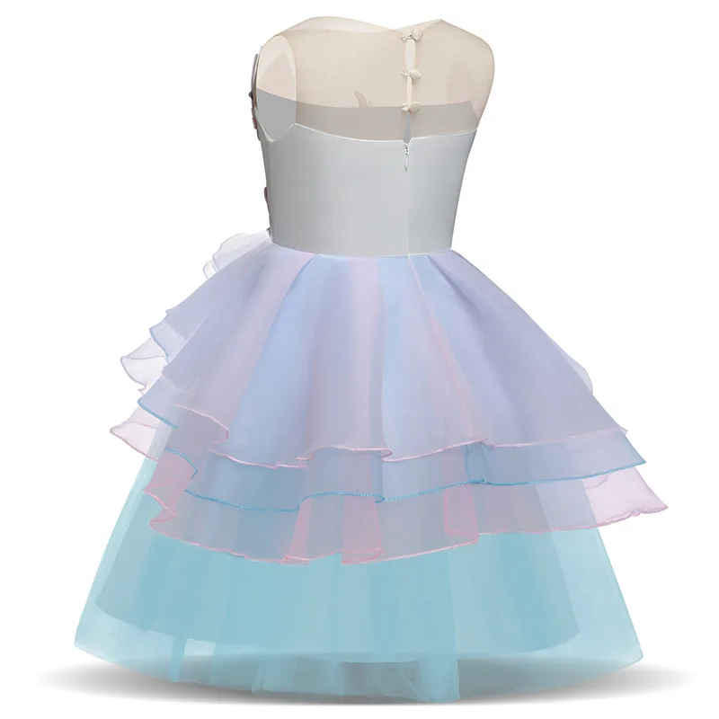 

Nishine Cute Kids Unicorn Tulle Dress With Unicorn Headband for Girls Wedding Party Costumes Embroidery Ball Gown Princess Skirt