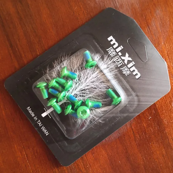 green M5x10mm 12 шт. качественные стальные винты дисковые тормозные детали для велосипеда T25 m5* 10 мм болты ротора Ti винты для MTB дисковые тормозные диски - Цвет: green M5x10mm