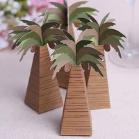 12pcs diy personalized brown green tropical plants coconut tree candy box tiny cookie gift favors package for wedding decoration
