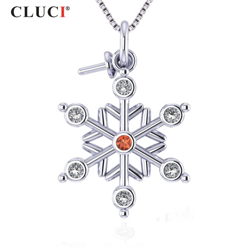 

CLUCI кулон из стерлингового серебра 925 пробы в виде снежинок для ожерелья, ювелирные изделия для женщин, шестизвездочные циркониевые амулеты SP374SB