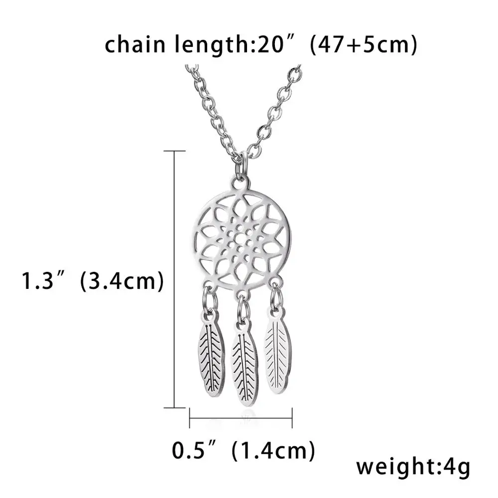Rinhoo Stainless Steel Necklaces For Women Men Lover's Dream Catcher Lotus Silver Color Pendant Necklace Engagement Jewelry Gift |