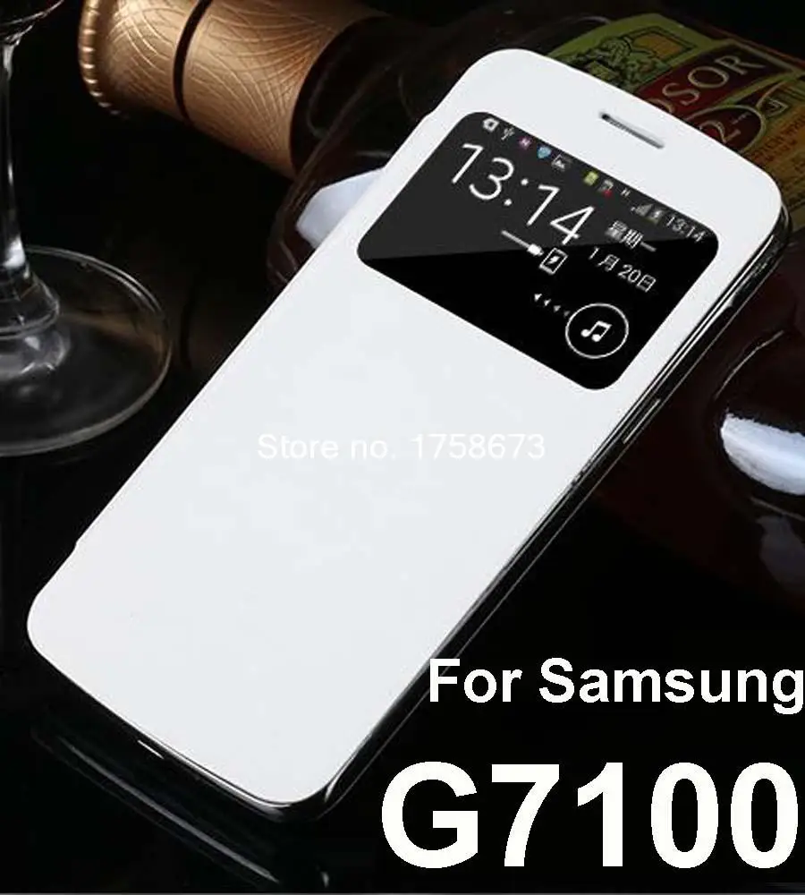 Флип чехол с окошком для Samsung Galaxy Grand 2 Duos G7100/G7102/G7106/G7105/G7108/G7109/G710S кожаный