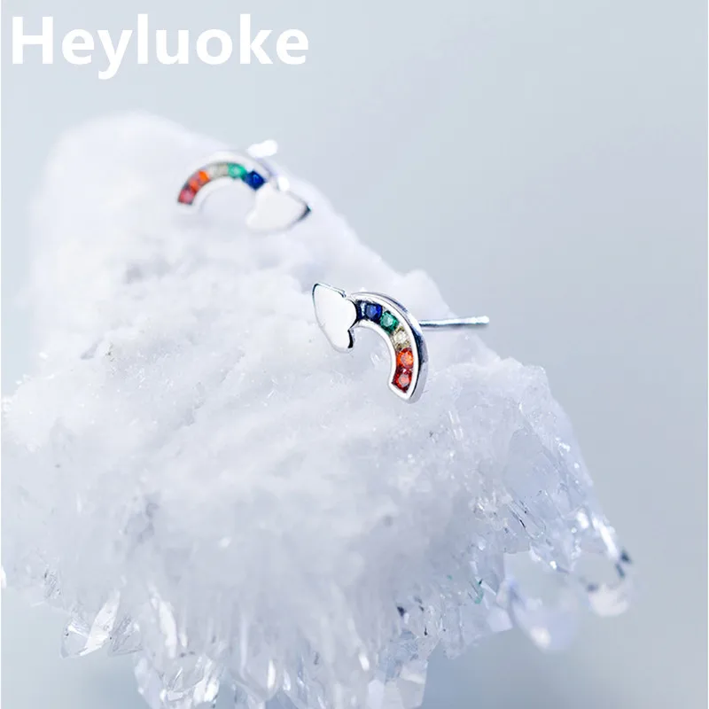 

HEYLUOKE Fashion Wholesale rainbow Jewelry Earring Colorful CZ Rainbow&Clound Earrings For Women Accessories