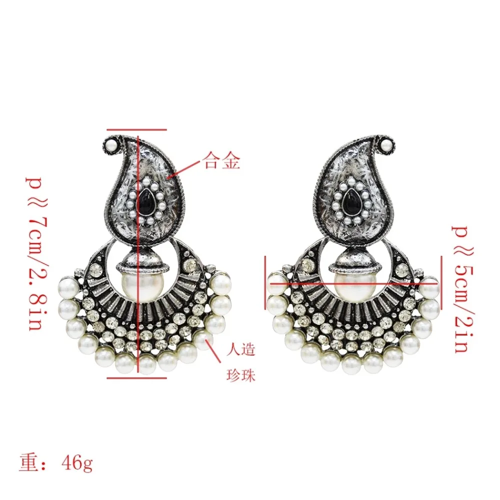 Египетские индийские серьги Jhumka, турецкие Женские винтажные золотые жемчужные серьги-капли с большим цветком, стразы, массивные вечерние серьги