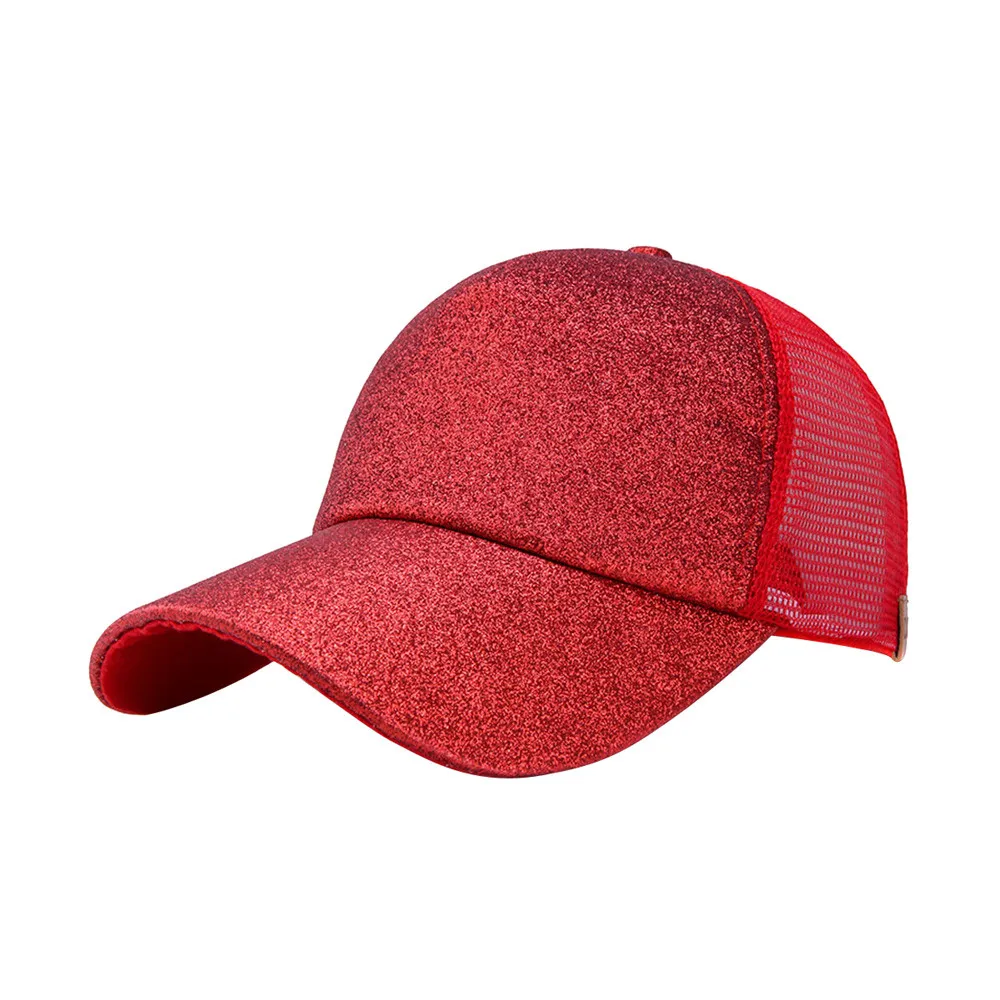 Женский хвостик Бейсболка Snapback хип хоп Блестки Блестящий грязный булочка Лето