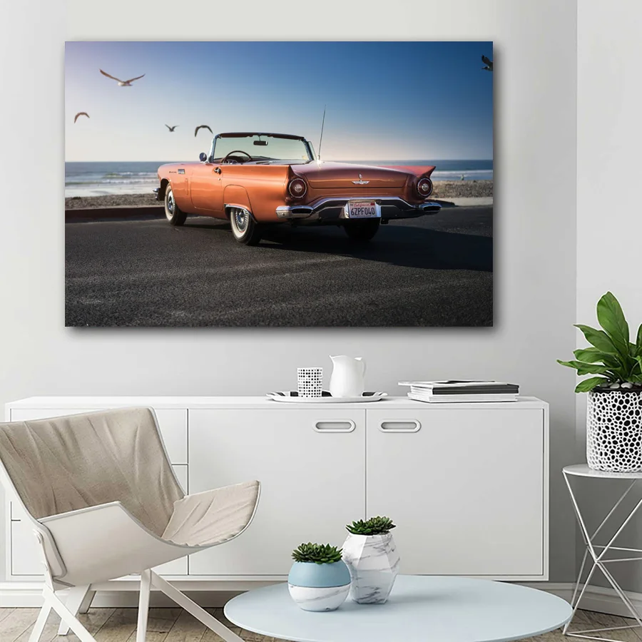 HD Wallpaper Prints 1957 Thunderbird Retro Convertible Car Wall Art Poster Canvas Painting for Living Room Decor | Дом и сад